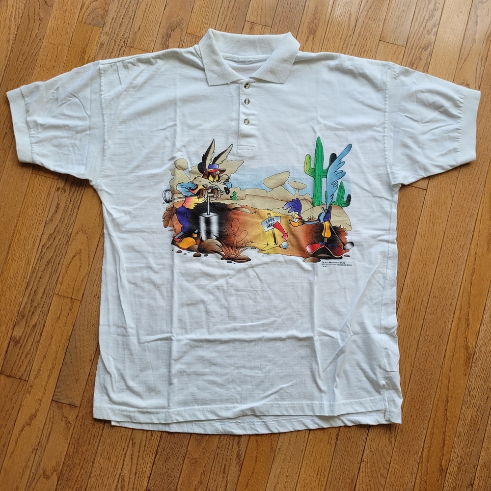1995 Looney Tunes Golf Polo Shirt Coyote Road Runner